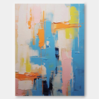 Impasto Geometric Abstract Painting Blue And Pink
