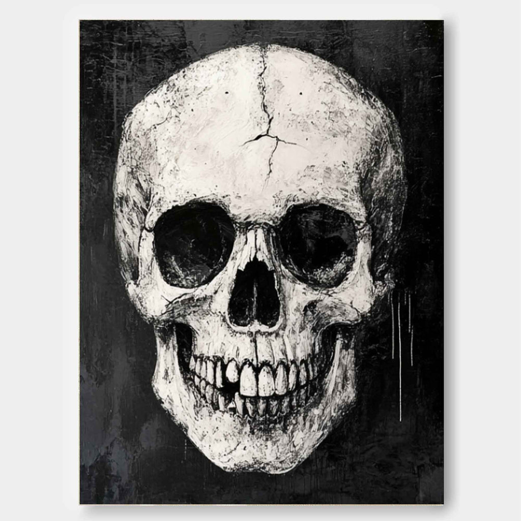 Expressionist Skull Painting Monochromatic