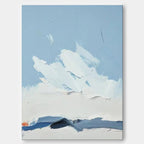 Minimalist Coastal Impasto Oil Painting Blue Sky Wall Art