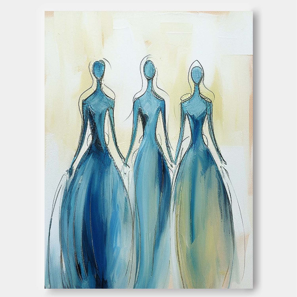 Three Blue Dresses Feminine Wall Art