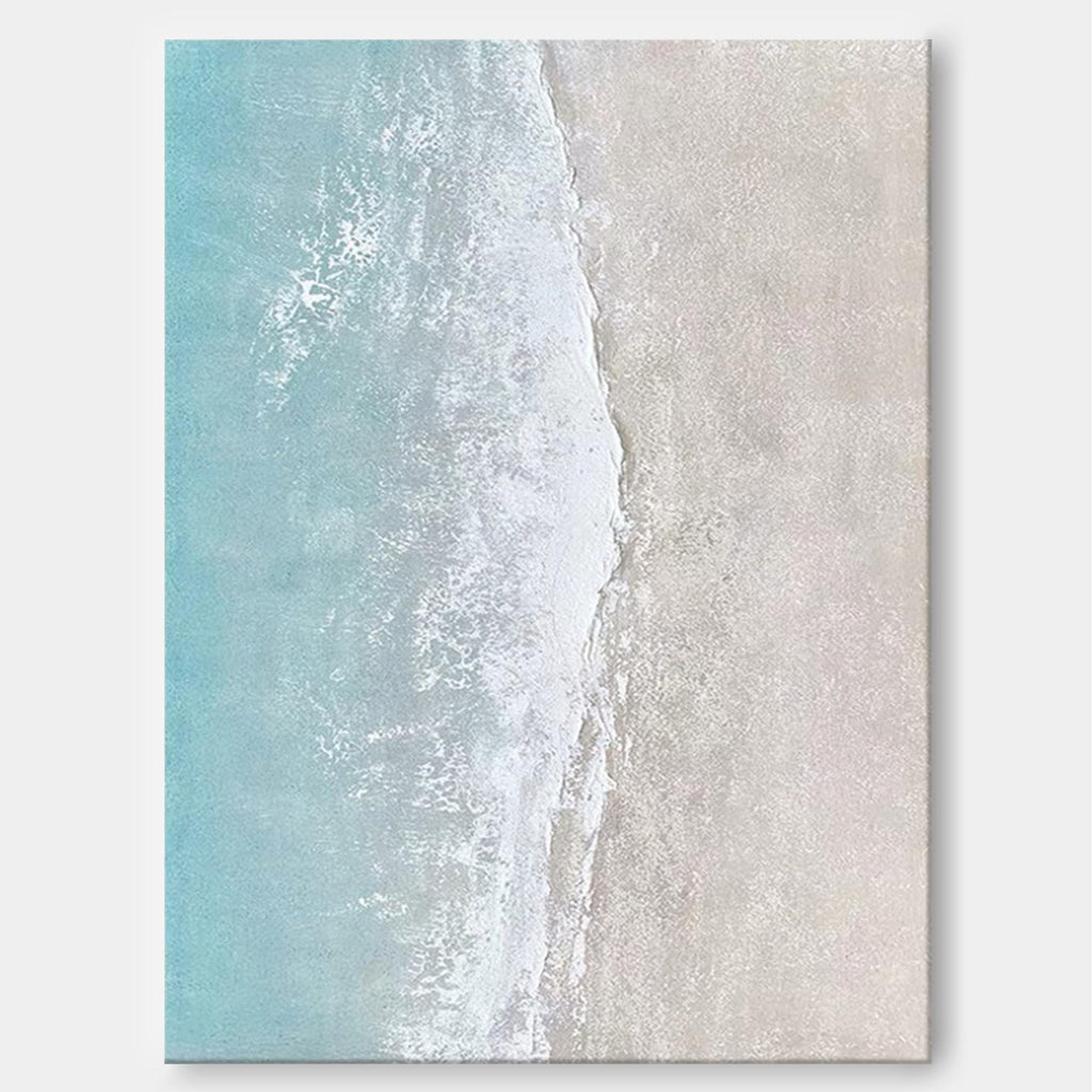 Textured Coastal Minimalist Art Turquoise Wave Sand
