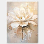 Elegant Neutral Floral Oil Painting Gold Accent
