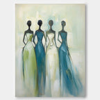 Four Elegant Figures In Gowns Feminine