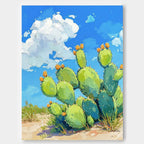 Vibrant Desert Prickly Pear Cactus Painting