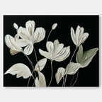 Contrast Floral Impasto Oil Painting White On Black