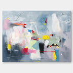 Contemporary Abstract Painting Grey & Vibrant Wall Art