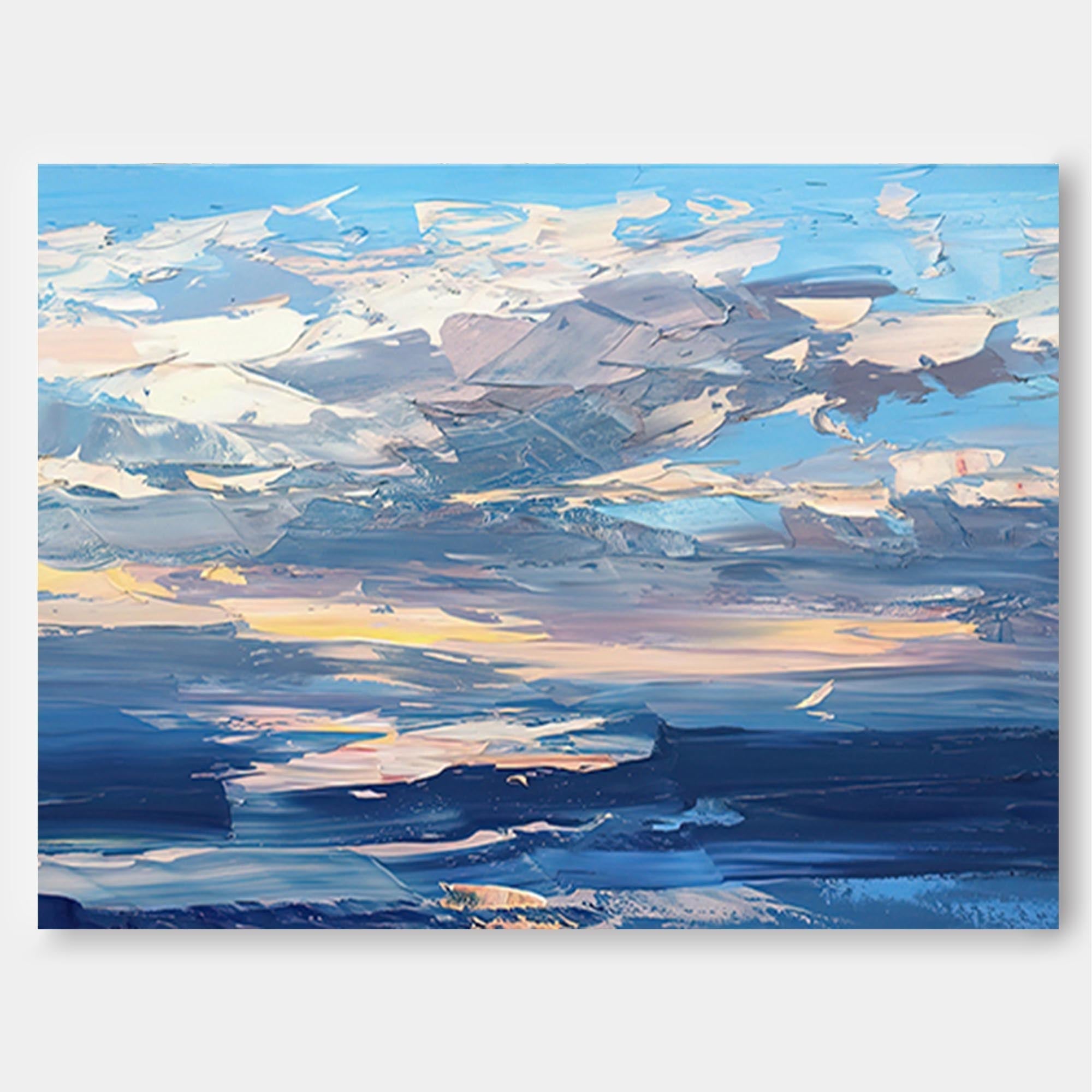 Textured Impasto Ocean Sunset Oil Painting
