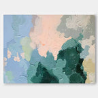 Soft Pastel Impasto Oil Painting Blue Green Peach