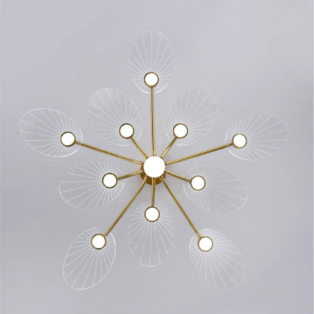 Arisha Art Deco Leaf Metal/ Chandelier, Gold