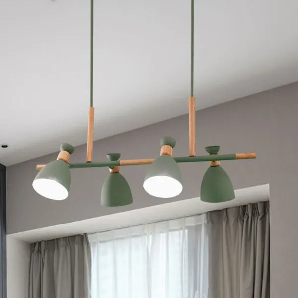 Valentina Nordic Multi Rope Wood Pendant Light, White/Green/Gray