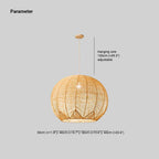 Ritta Designer Round Handmade Rattan Pendant Light, Dining Room