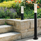 Ray Metal Cylindrical Outdoor Path Light, Black