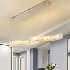 Kristy Luxury Wave Crystal/Metal Pendant Light, Silver/Gold