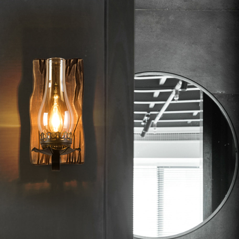 Epoch Wall Lamp Vintage Candle Wooden Glass, Bedroom