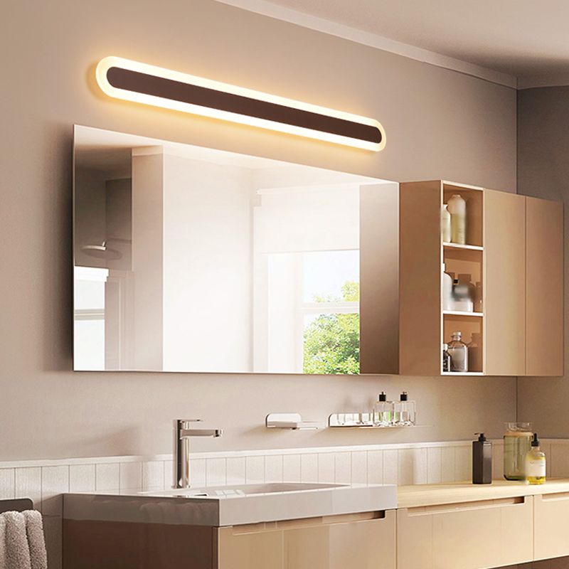 Arisha Modern Linear Vanity Wall Lamp, White/Brown, Bathroom