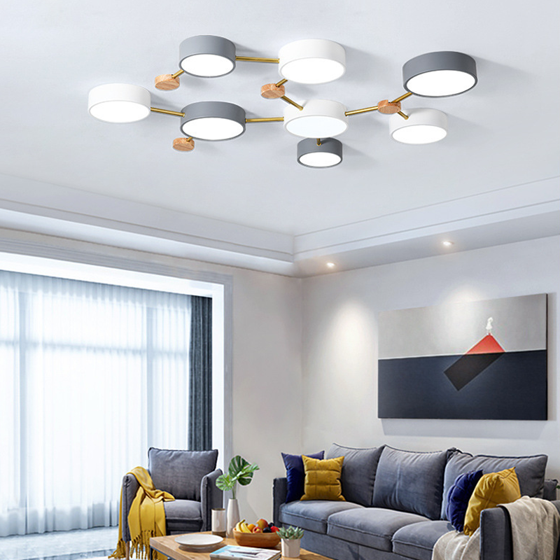 Arisha Modern LED Ceiling Light Log Living Room Bedroom White Grey