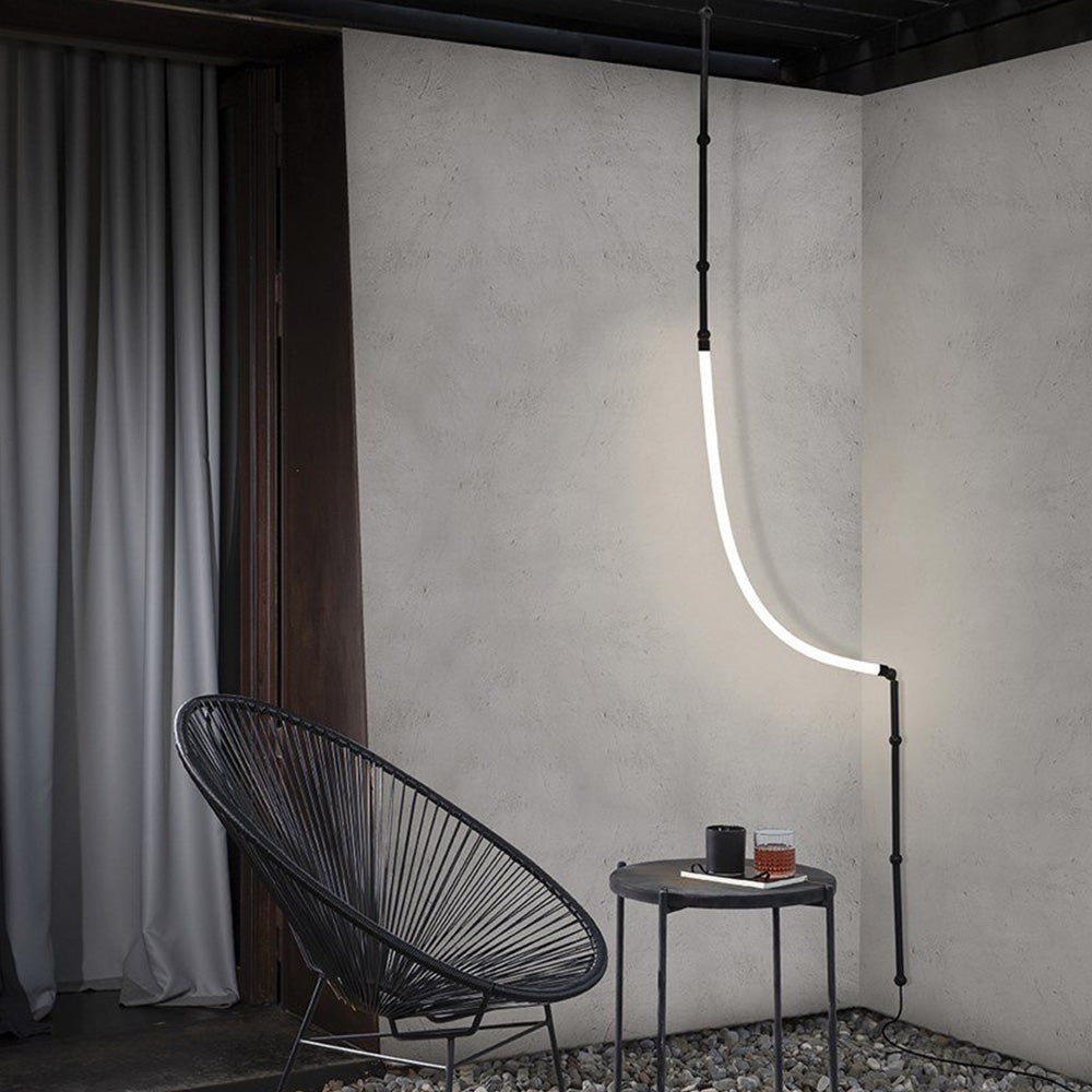 Arisha Modern Linear Metal/Silicone Pendant Light, Black