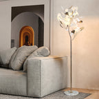 Olivia Floor Lamp Leaf Artistic, Ceramic/Metal, White/Gold, Study