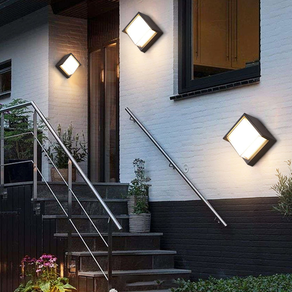 Ray Modern Square Metal Outdoor Wall Lamp Black White