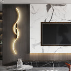 Lumor Modern Linear Wave Bedroom Wall Lamp, Black/Gold