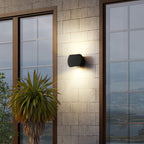 Ray Minimalist Geometric Metal Outdoor Wall Lamp, Black/Grey