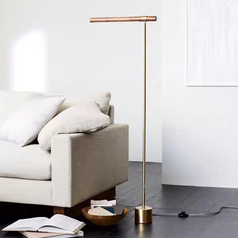 Edge Floor Lamp Linear Minimalist, Metal/Wood, Gold, Living Room