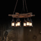 Epoch Retro Rudder Metal & Wood Pendant Light, 6 Heads