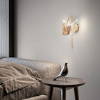 Arisha Art Deco Swan /Metal Wall Lamp, Gold/Rose Gold