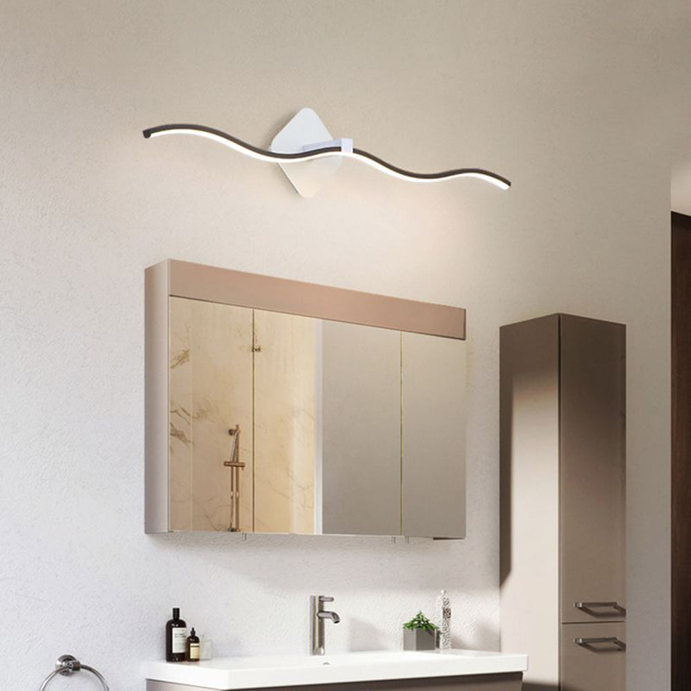 Arisha Minimalist Wave Linear Metal Wall Lamp, Black/White