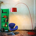 Eryn Floor Lamp Cool Modern, Metal Arc, Black/White/Red/Blue, Bedroom
