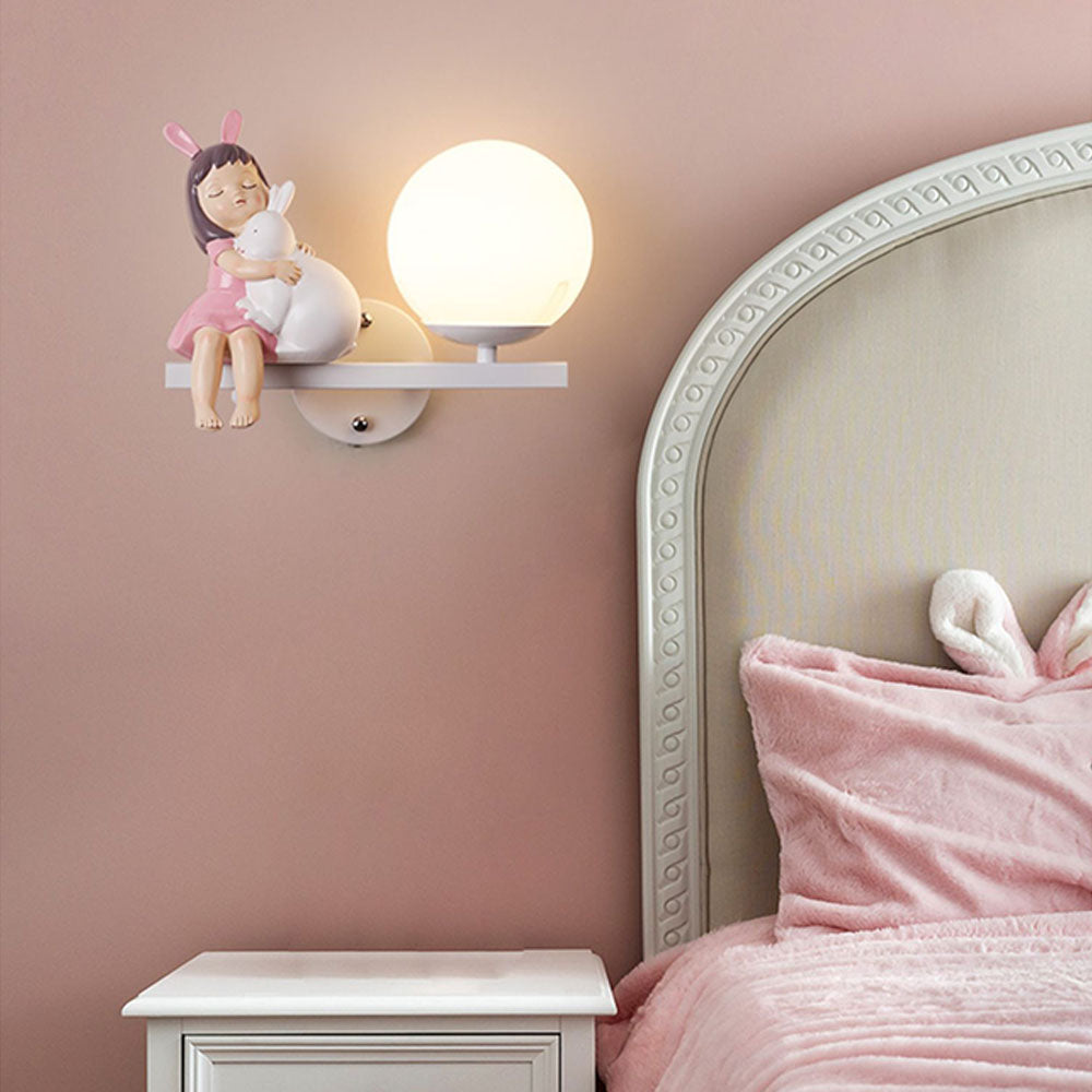 Aria Modern Metal/Glass Wall lamp, White & Pink