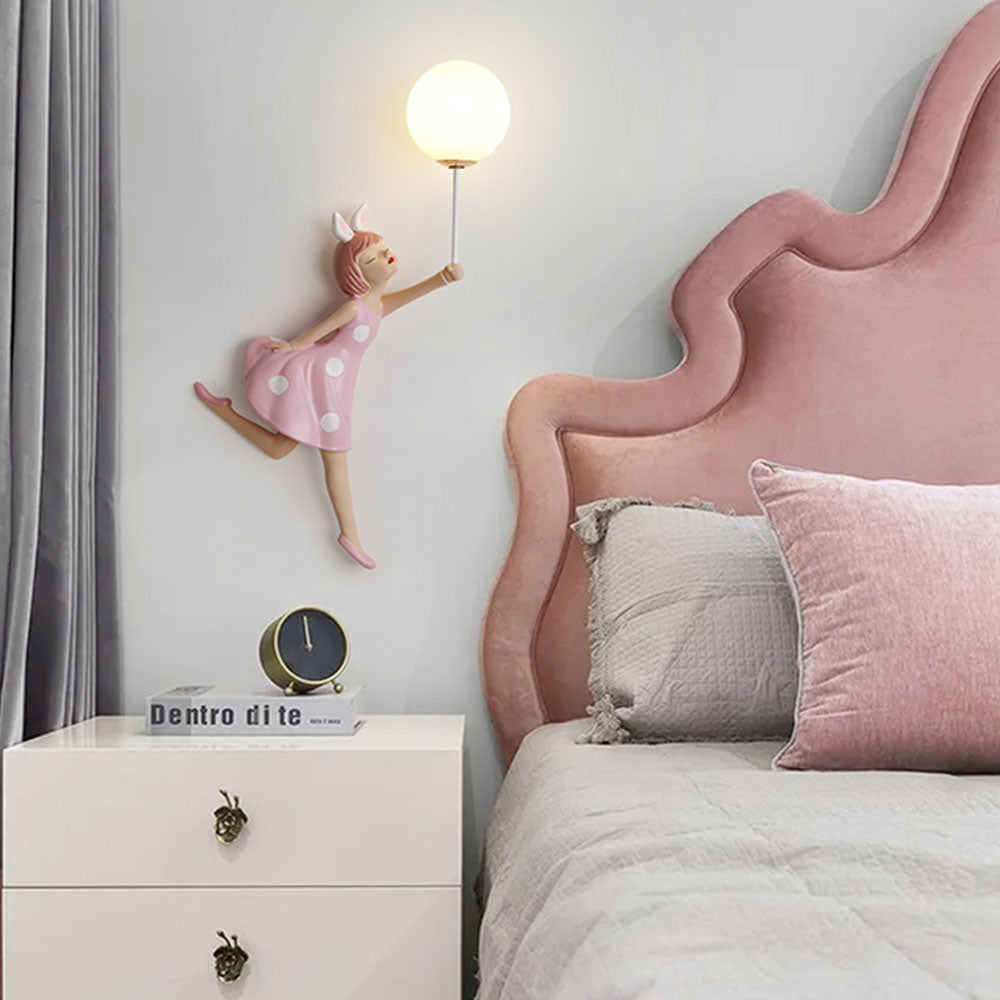 Arisha Modern Balloon/Girl Shape Pink Wall Lamp