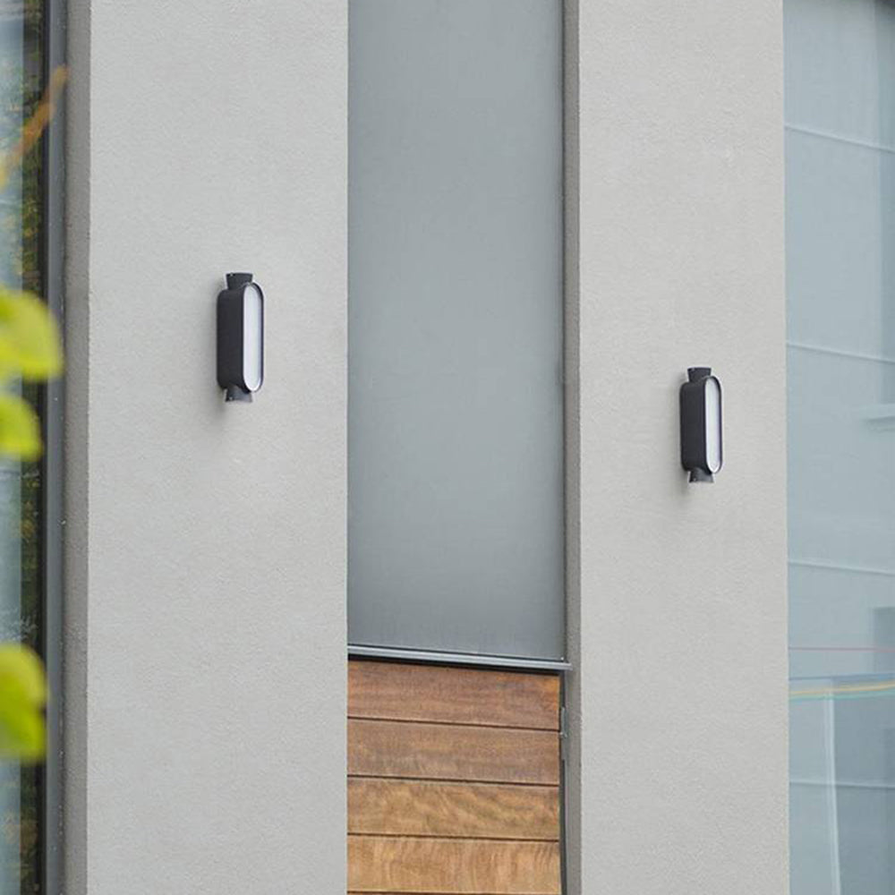 Ray Minimalist Up/Down Outdoor Wall Lamp, Black/White
