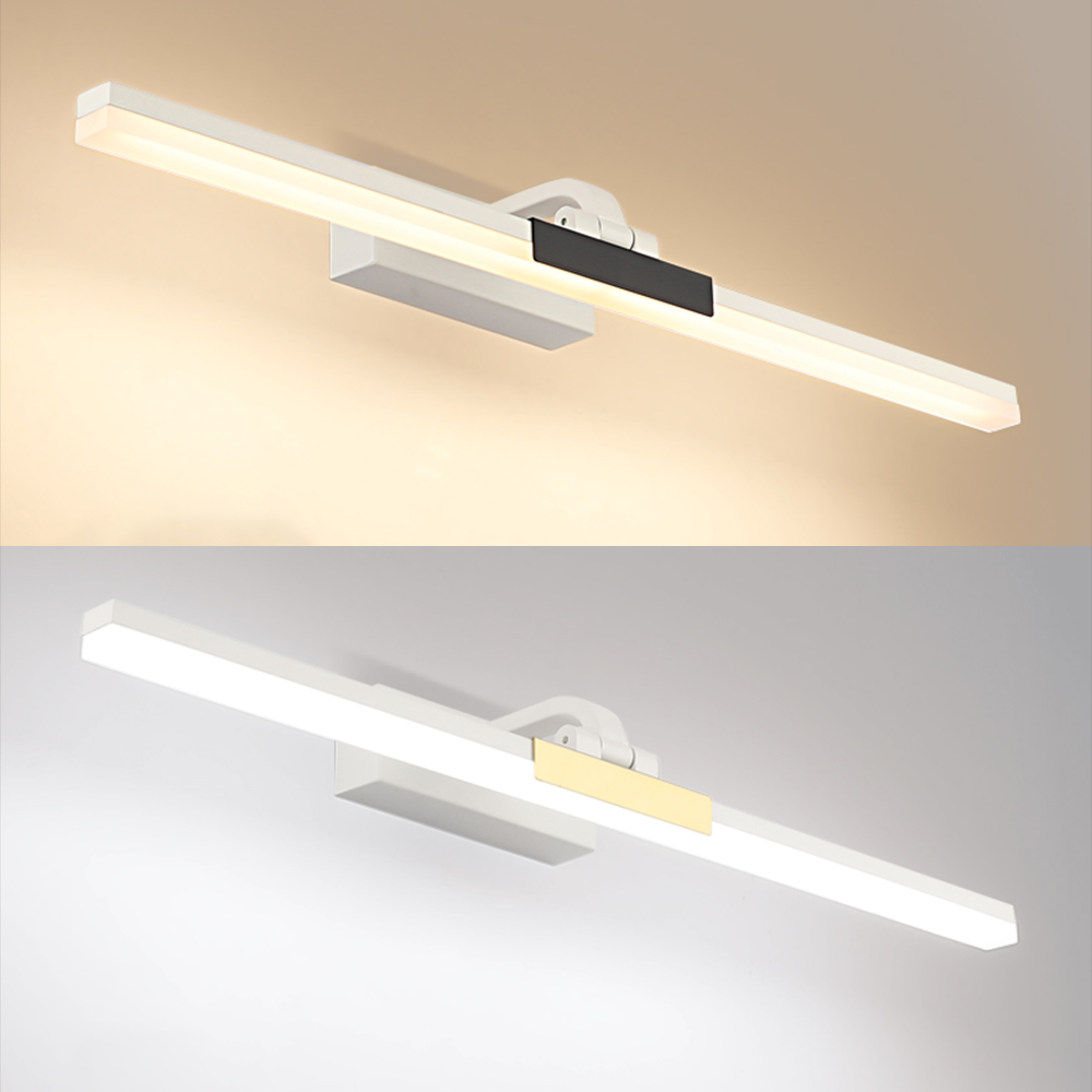 Arisha Modern Linear Mirror Front Metal Vanity Wall Lamp, Black/White