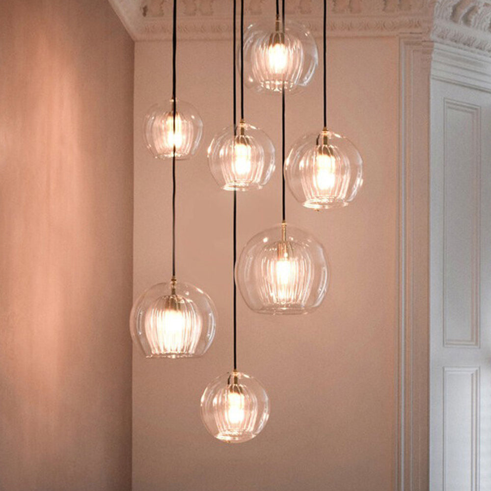 June Pendant Light Bulle Nordic Glass Transparent/Gold Living Room/Bedroom - Kingsley Beaumont