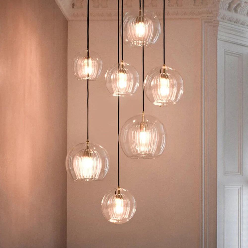 June Glass Globe Pendant Light Clear &Amber