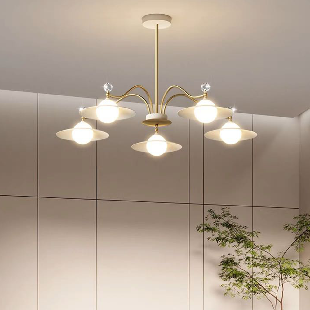 Arisha Blown Gold Chandelier, 6/8 Heads