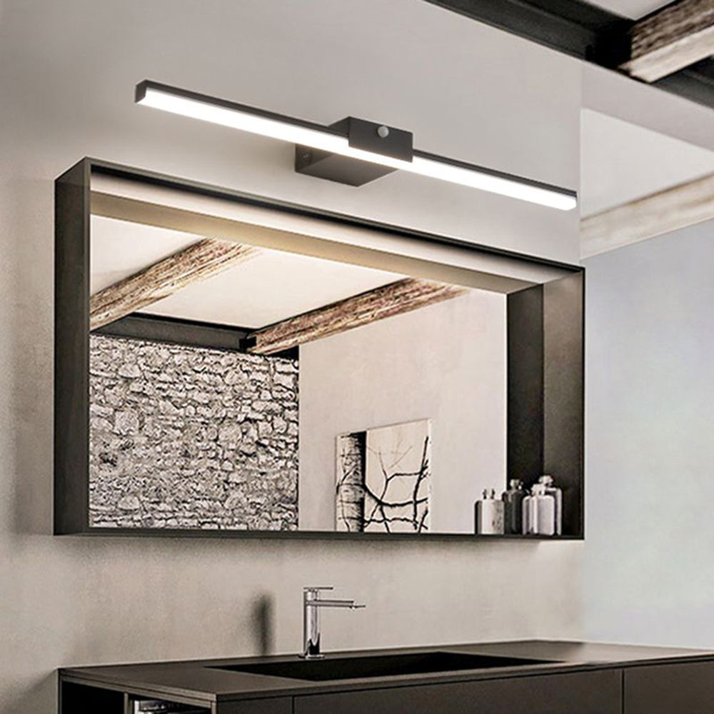 Arisha Minimalist Linear Metal Wall Lamp, Black/White, Bathroom