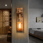 Epoch Vintage Rectangular LED Wall Light, Wood/Hemp Rope, Dining Room
