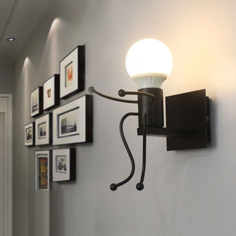 Arisha Modern Decorative Man Metal Wall Lamp, White/Black