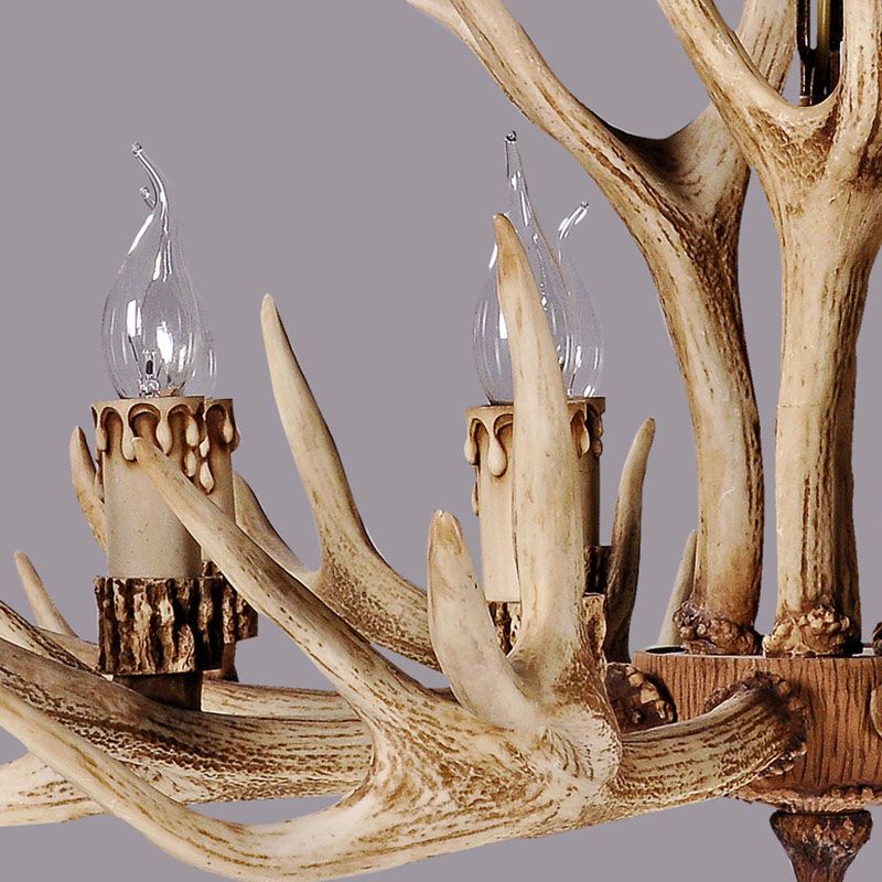 Silva Retro Deer Antlers Candle light Horn Resin Chandelier