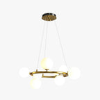 Valentina Modern Glass Globe Ring Chandelier, Gold/Black