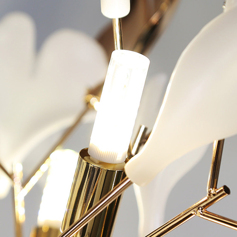 Olivia Floor Lamp Leaf Artistic, Ceramic/Metal, White/Gold, Study
