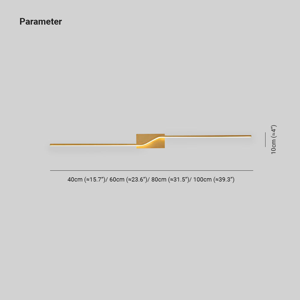 Arisha Luxury Curved Linear Metal Wall Lamp, Gold