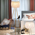 O'Moore Artistic Tripod Feather Floor Lamp, White