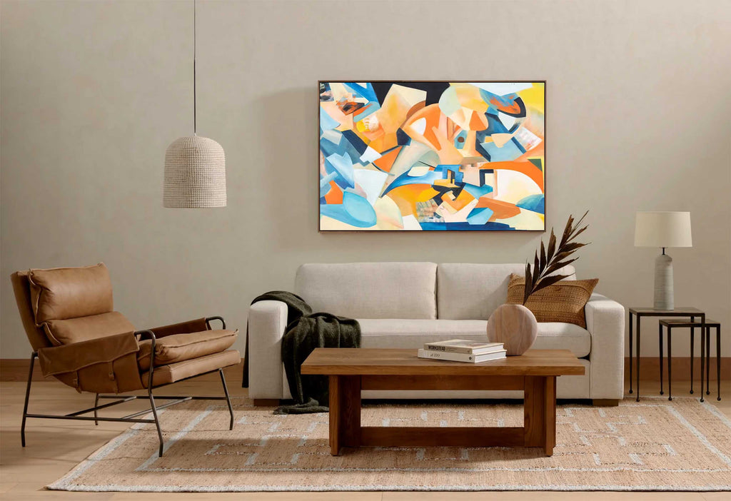 Cubist-Inspired Painting Blue Orange
