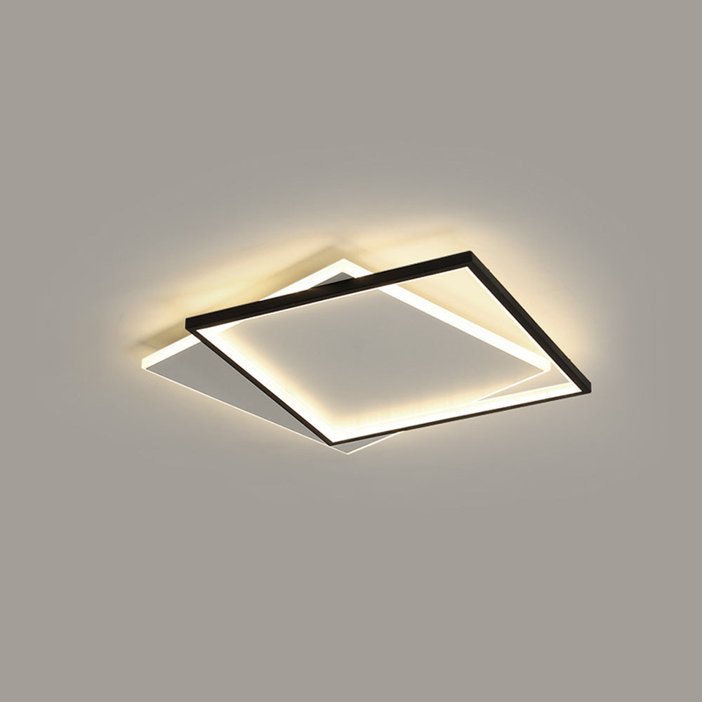 Arisha Modern Square/ Round Flush Mount Ceiling Light, Black with White