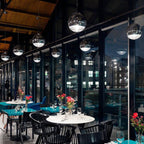 Valentina Industrial Round Metal Glass Pendant Light Living Room
