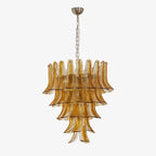 Aurora Chandelier Amber Lily Murano Glass Layered Centerpiece