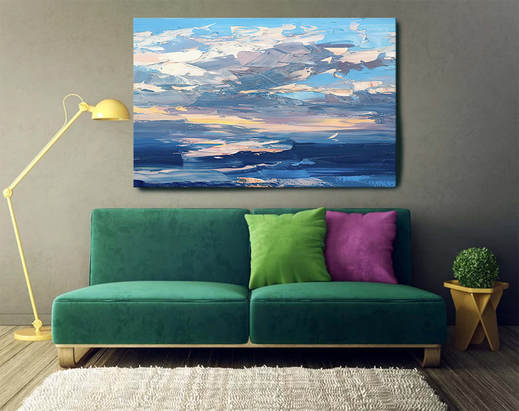 Textured Impasto Ocean Sunset Oil Painting